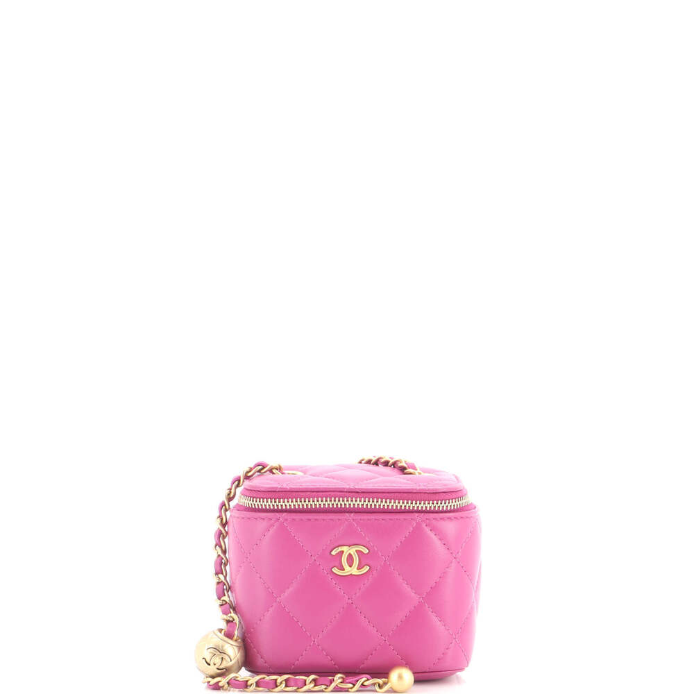 Chanel Mini Pearl Crush Vanity Case with Chain Quilted Lambskin